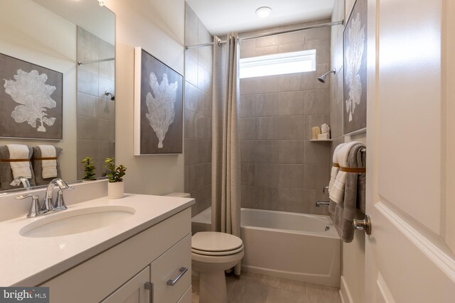 35247 Duck Haven Rd, Selbyville, DE 19975 - bathroom featuring tile patterned floors, toilet, vanity, and shower / bath combination with curtain
