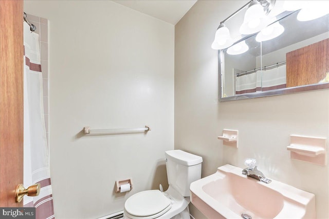 3205 Sharon Ln, Norristown, PA 19403 - bathroom featuring a sink, toilet, and a shower with curtain