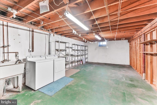 3205 Sharon Ln, Norristown, PA 19403 - basement with independent washer and dryer and a sink