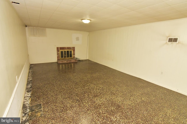 interior space featuring visible vents and a fireplace