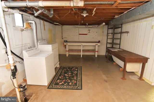 basement featuring washing machine and dryer