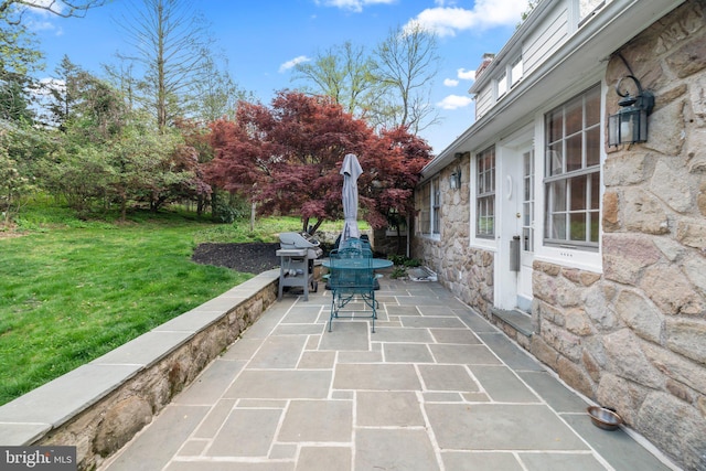 view of patio / terrace featuring outdoor dining space and grilling area