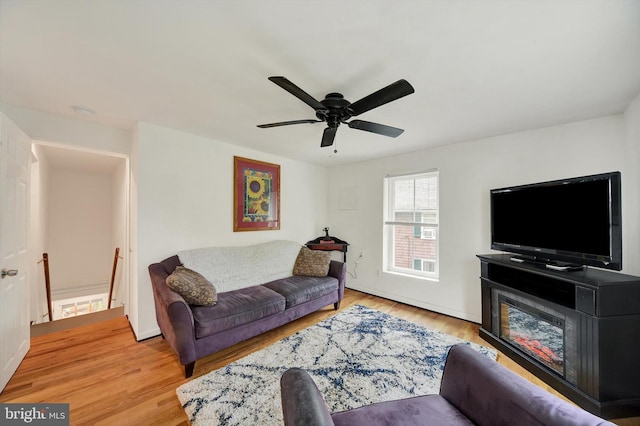415 Schwartz Ave, Baltimore, MD 21212 - living room featuring light wood-type flooring and a ceiling fan