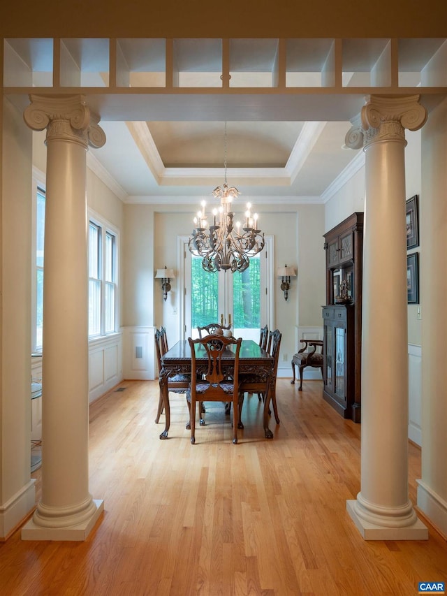 481 Stoney Creek E, Nellysford, VA 22958 - dining area with a raised ceiling and ornate columns