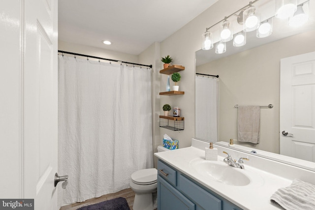 full bathroom featuring vanity and toilet