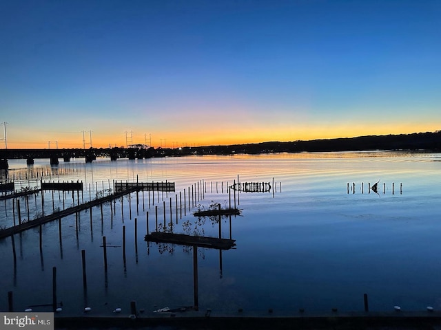 dock area featuring a water view