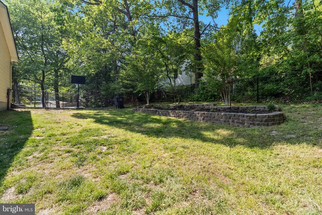 view of yard with a fenced backyard