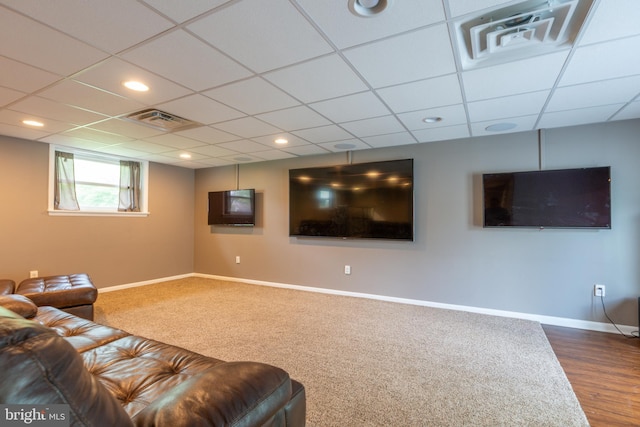 3305 Baker Ct, Altoona, PA 16602 - living room with baseboards, a drop ceiling, and dark carpet