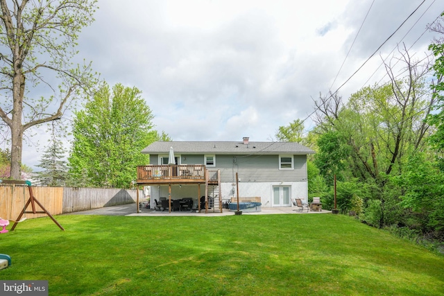 3305 Baker Ct, Altoona, PA 16602 - back of property with a wooden deck, a patio, stairway, and french doors