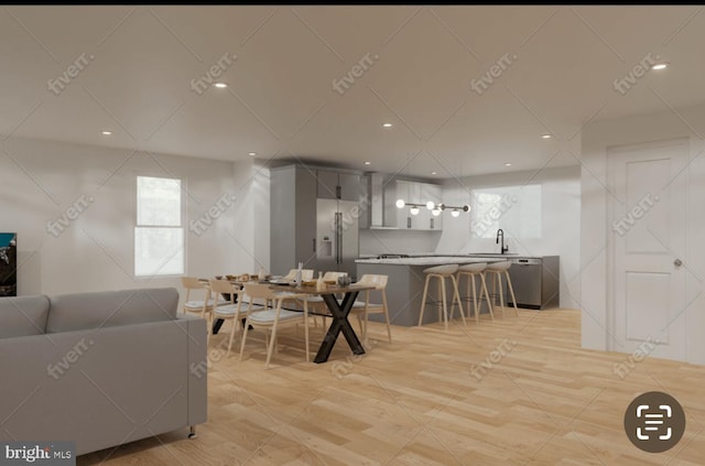living room featuring recessed lighting