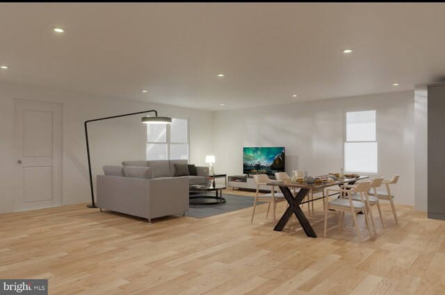 2932 Yost Pl NE, Washington, DC 20018 - living room featuring light wood finished floors and recessed lighting