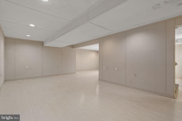 2418 Berkshire Ln, Dover, PA 17315 - finished basement with light wood-style flooring, recessed lighting, and a decorative wall