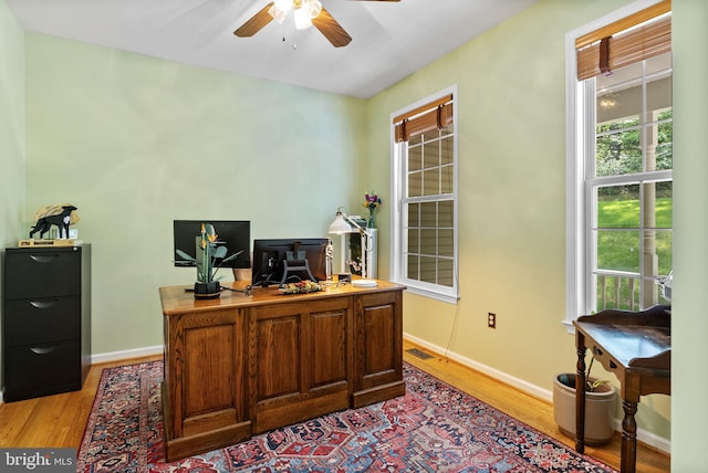 117 Graystone Farm Rd, White Hall, MD 21161 - office featuring a ceiling fan, light wood finished floors, and healthy amount of natural light