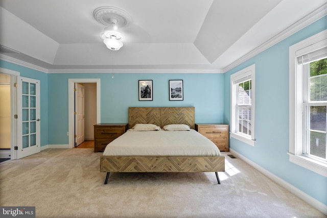 117 Graystone Farm Rd, White Hall, MD 21161 - bedroom with a raised ceiling, carpet, baseboards, and crown molding
