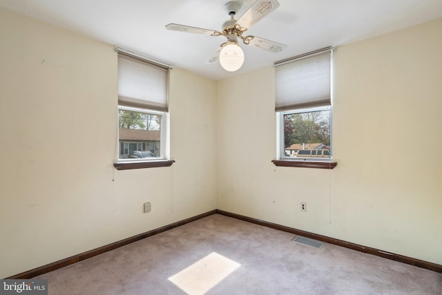1812 Hazel Ave, Bristol, PA 19007 - carpeted spare room with baseboards, visible vents, and a ceiling fan