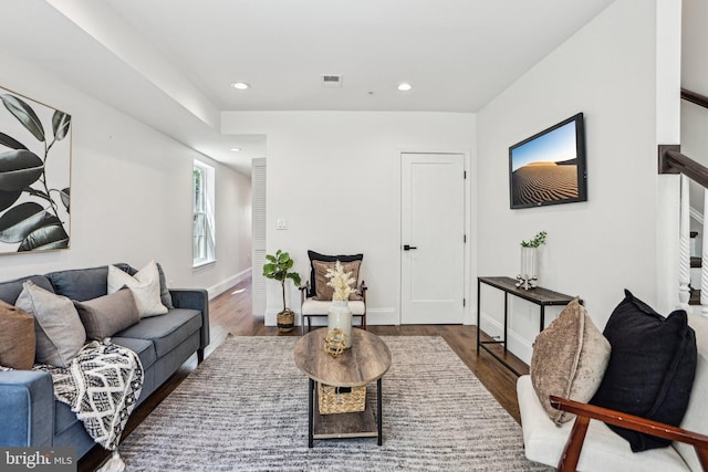 322 56th St NE, Washington, DC 20019 - living area featuring visible vents, wood finished floors, and recessed lighting