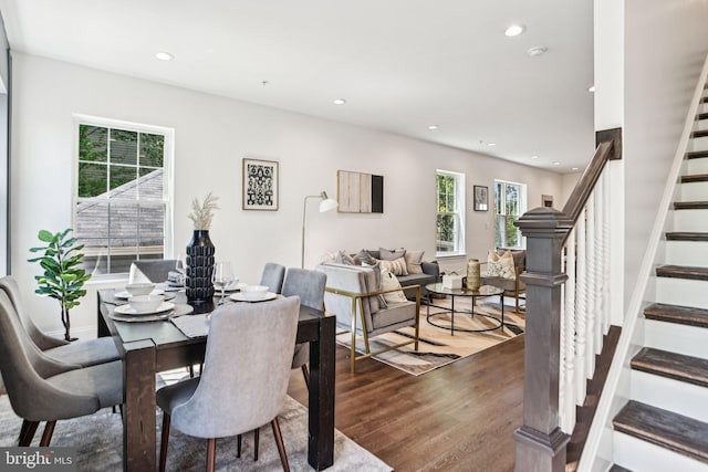 322 56th St NE, Washington, DC 20019 - dining area with stairs, recessed lighting, and wood finished floors