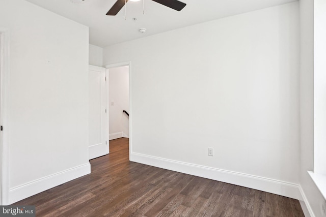 322 56th St NE, Washington, DC 20019 - spare room with baseboards, a ceiling fan, and dark wood-type flooring