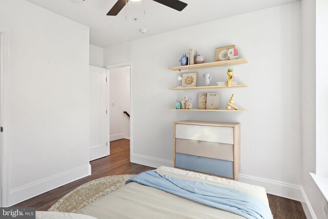 322 56th St NE, Washington, DC 20019 - bedroom with wood finished floors, baseboards, and ceiling fan