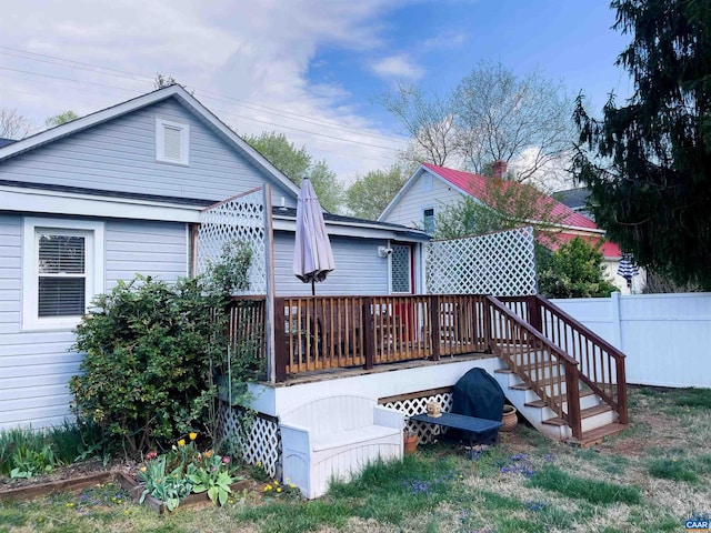 518 Meade Ave, Charlottesville, VA 22902 - back of property featuring fence and a wooden deck