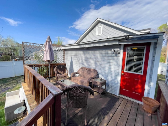 518 Meade Ave, Charlottesville, VA 22902 - deck featuring outdoor lounge area and fence