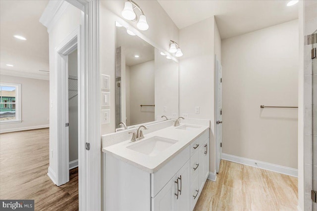 12524 Salisbury Rd, Ocean City, MD 21842 - bathroom featuring baseboards, wood finished floors, and a sink