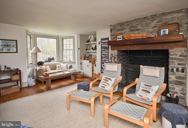 3837 Curly Hill Rd, Doylestown, PA 18902 - living room with wood-type flooring and a fireplace