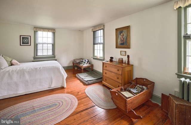 3837 Curly Hill Rd, Doylestown, PA 18902 - bedroom featuring radiator, hardwood / wood-style flooring, and multiple windows
