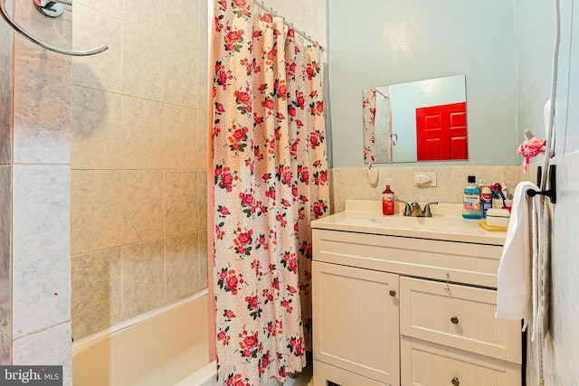 3903 N Marshall St, Philadelphia, PA 19140 - bathroom featuring vanity and shower / tub combo with curtain