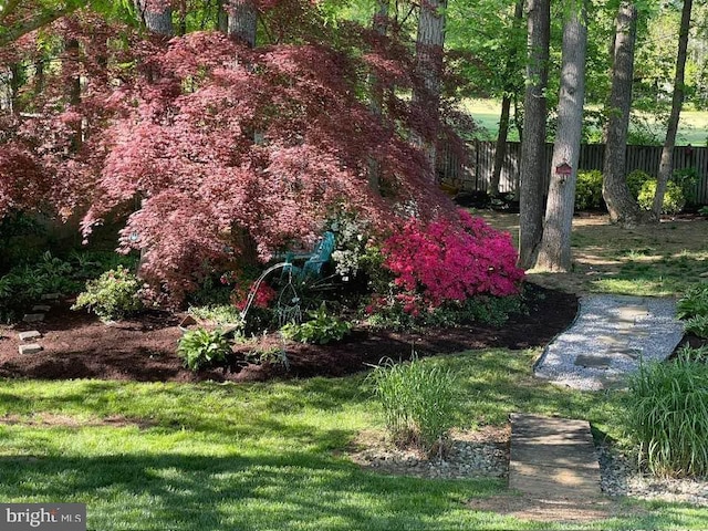 view of yard featuring fence