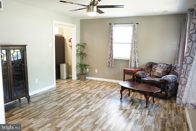 360 Haverford Ave, Wenonah, NJ 08090 - sitting room featuring baseboards, a ceiling fan, wood finished floors, and visible vents