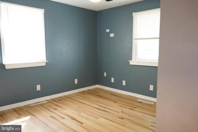 360 Haverford Ave, Wenonah, NJ 08090 - empty room with visible vents, baseboards, ceiling fan, and wood finished floors