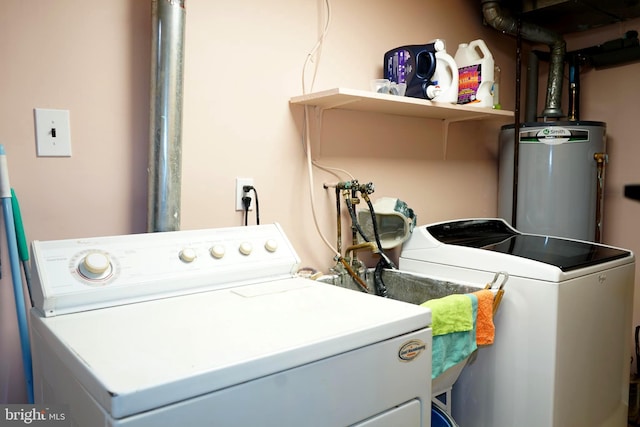 360 Haverford Ave, Wenonah, NJ 08090 - clothes washing area featuring laundry area, washing machine and dryer, and water heater