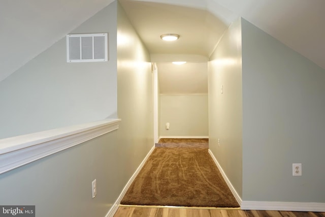 360 Haverford Ave, Wenonah, NJ 08090 - hallway featuring baseboards, vaulted ceiling, and visible vents