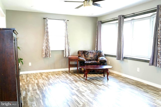 360 Haverford Ave, Wenonah, NJ 08090 - sitting room with a ceiling fan, baseboards, plenty of natural light, and wood finished floors