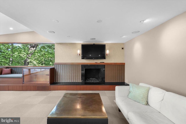 400 Highview Dr, Wayne, PA 19087 - living area with a fireplace with raised hearth and recessed lighting