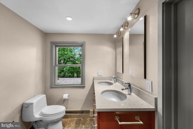 400 Highview Dr, Wayne, PA 19087 - full bath with toilet, marble finish floors, and double vanity