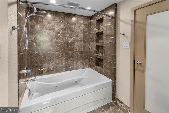 400 Highview Dr, Wayne, PA 19087 - full bath featuring marble look tiles and a combined bath / shower with jetted tub