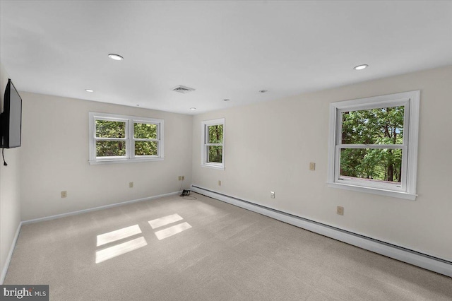 400 Highview Dr, Wayne, PA 19087 - empty room featuring a baseboard radiator, baseboards, carpet flooring, and recessed lighting