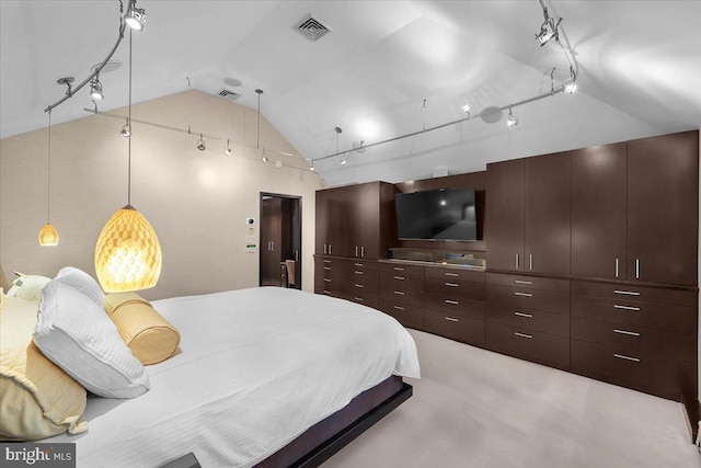 400 Highview Dr, Wayne, PA 19087 - carpeted bedroom featuring vaulted ceiling and track lighting