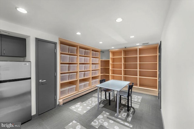 400 Highview Dr, Wayne, PA 19087 - carpeted office with a baseboard radiator, recessed lighting, and built in features