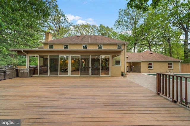 400 Highview Dr, Wayne, PA 19087 - deck with a sunroom and an outdoor pool