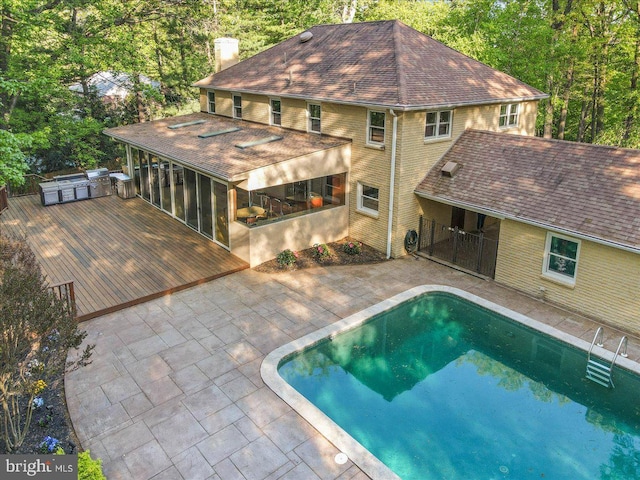 400 Highview Dr, Wayne, PA 19087 - outdoor pool featuring a sunroom and a patio area