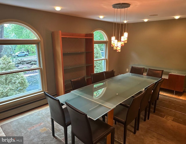 400 Highview Dr, Wayne, PA 19087 - dining area with a chandelier and a baseboard heating unit