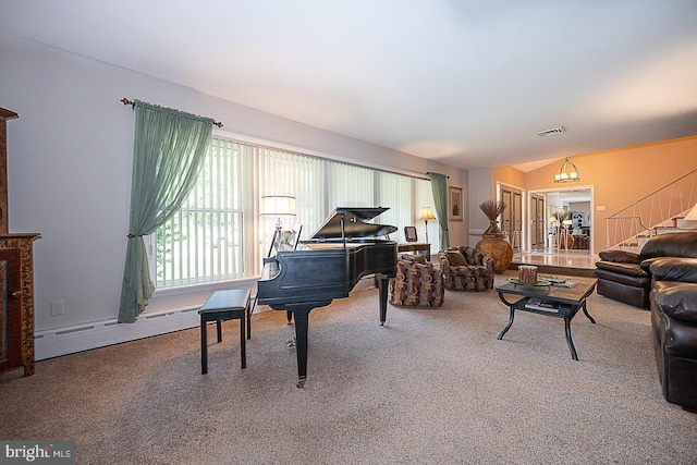 101 Andrea Rd, Cheltenham, PA 19012 - carpeted living room with baseboard heating and stairs