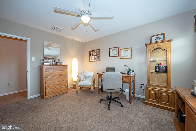 101 Andrea Rd, Cheltenham, PA 19012 - carpeted home office featuring ceiling fan and baseboards