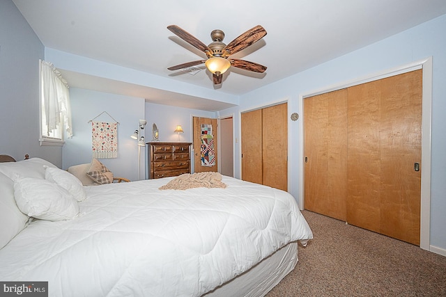 101 Andrea Rd, Cheltenham, PA 19012 - carpeted bedroom with two closets and a ceiling fan