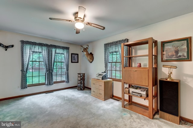 2744 Church Ln, Taneytown, MD 21787 - home office featuring plenty of natural light, ceiling fan, and carpet