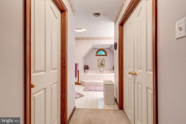 2744 Church Ln, Taneytown, MD 21787 - hallway with light carpet and light tile patterned floors