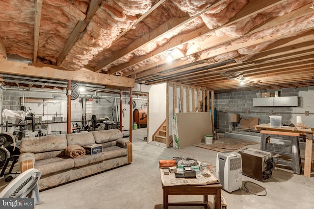 2744 Church Ln, Taneytown, MD 21787 - unfinished below grade area with stairway and washer / dryer